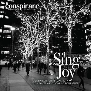 Photo of the Sing Joy ablum cover showing downtown Austin with trees covered in Christmas lights.