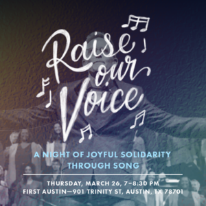 The words Raise Your Voice with Craig Hella Johnson and singers.