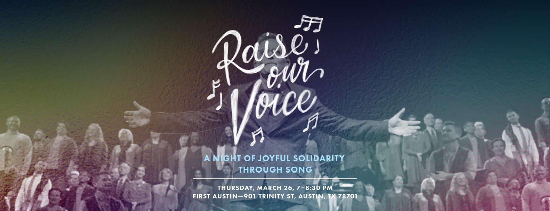 The words Raise Your Voice with Craig Hella Johnson and singers.